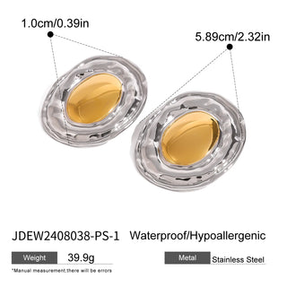 ステンレス304 低ニッケル 水に濡れても錆びにくい 18Kゴールドメッキ ピアス オーバル【YJ02970】