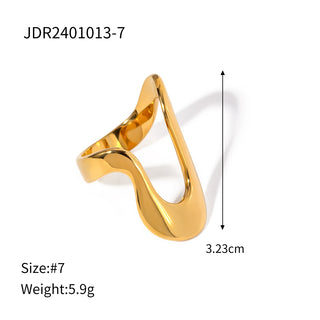 ステンレス304 低ニッケル 水に濡れても錆びにくい 18Kゴールドメッキ リング 【YJ03888】