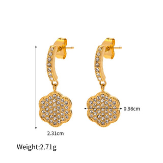 ステンレス304 低ニッケル 水に濡れても錆びにくい 18Kゴールドメッキ ピアス フラワー 花 ジルコニア 【YJ03439】