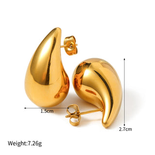 ステンレス304 低ニッケル 水に濡れても錆びにくい 18Kゴールドメッキ ピアス ティアドロップ 【YJ04042】