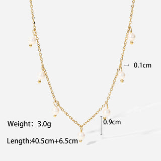ステンレス304 低ニッケル 水に濡れても錆びにくい 18Kゴールドメッキ ネックレス パール 【YJ02169】