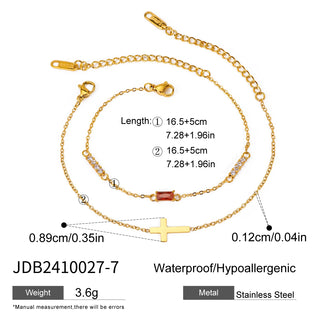 ステンレス304 低ニッケル 水に濡れても錆びにくい 18Kゴールドメッキ ブレスレット チャーム クロス 誕生石 【YJ02774】