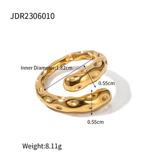 ステンレス304 低ニッケル 水に濡れても錆びにくい 18Kゴールドメッキ リング 【YJ02101】