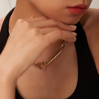 ステンレス304 低ニッケル 水に濡れても錆びにくい 18Kゴールドメッキ ネックレス  ハート 【YJ02428】