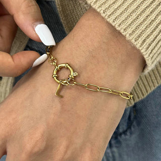 ステンレス304 低ニッケル 水に濡れても錆びにくい 18Kゴールドメッキ ブレスレット チェーン 【YJ03251】