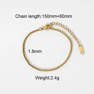 ステンレス304 低ニッケル 水に濡れても錆びにくい 18Kゴールドメッキ ブレスレット 【YJ01595】