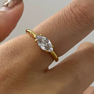 ステンレス304 低ニッケル 水に濡れても錆びにくい 18Kゴールドメッキ リング 2点セット ジルコニア【YJ01212】
