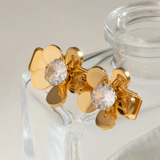 ステンレス304 低ニッケル 水に濡れても錆びにくい 18Kゴールドメッキ ヘアアクセサリー 花 フラワー 【YJ01869】