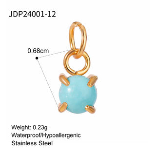 ステンレス304 低ニッケル 水に濡れても錆びにくい 18Kゴールドメッキ チャーム ジルコニア 誕生石 【YJ01953】