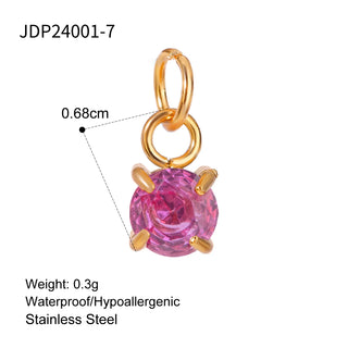 ステンレス304 低ニッケル 水に濡れても錆びにくい 18Kゴールドメッキ チャーム ジルコニア 誕生石 【YJ01953】