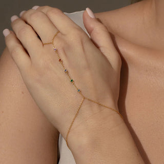 ステンレス304 低ニッケル 水に濡れても錆びにくい 18Kゴールドメッキ ブレスレット ハンドチェーン ジルコニア 【YJ02917】
