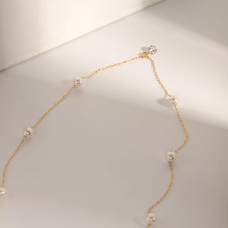 ステンレス304 低ニッケル 水に濡れても錆びにくい 18Kゴールドメッキ ネックレス パール 【YJ02867】