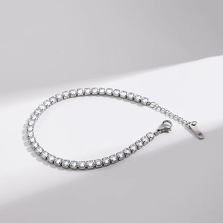 ステンレス304 ニッケルフリー 水に濡れても錆びにくい チェーン ブレスレット ジルコニア 【YJ00713】