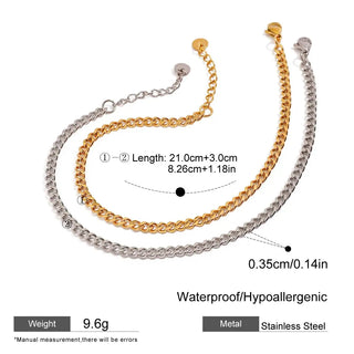ステンレス304 低ニッケル 水に濡れても錆びにくい 18Kゴールドメッキ アンクレット 2点セット 【YJ02486】