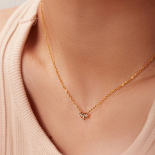 ステンレス304 低ニッケル 水に濡れても錆びにくい 18Kゴールドメッキ ネックレス ジルコニア 【YJ03639】