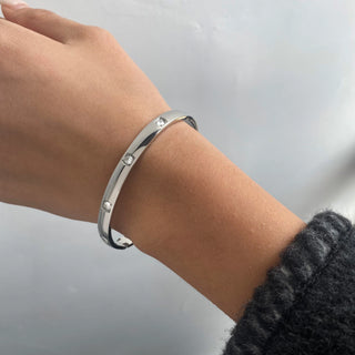 ステンレス304 低ニッケル 水に濡れても錆びにくい  ブレスレット ジルコニア 【YJ01243】