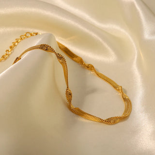 ステンレス304 低ニッケル 水に濡れても錆びにくい 18Kゴールドメッキ ネックレス スネークチェーン 【YJ01767】