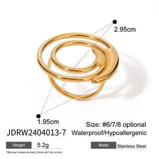 ステンレス304 低ニッケル 水に濡れても錆びにくい 18Kゴールドメッキ リング サークル 【YJ02185】