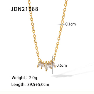 ステンレス304 低ニッケル 水に濡れても錆びにくい 18Kゴールドメッキ ネックレス  ジルコニア 【YJ03662】