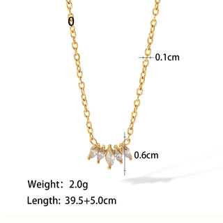 ステンレス304 低ニッケル 水に濡れても錆びにくい 18Kゴールドメッキ ネックレス ジルコニア 【YJ03639】