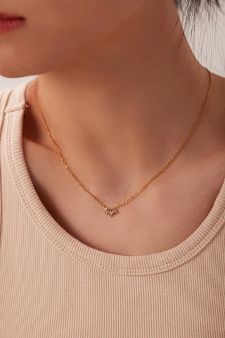ステンレス304 低ニッケル 水に濡れても錆びにくい 18Kゴールドメッキ ネックレス ジルコニア 【YJ03639】