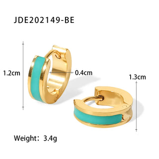 ステンレス304 低ニッケル 水に濡れても錆びにくい 18Kゴールドメッキ ピアス フープ エナメル 【YJ02382】