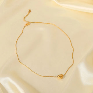 ステンレス304 低ニッケル 水に濡れても錆びにくい 18Kゴールドメッキ ネックレス  ハート 【YJ01643】