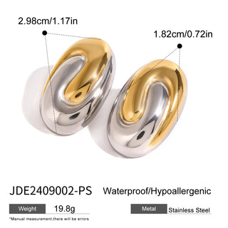 ステンレス304 ニッケルフリー 水に濡れても錆びにくい 18Kゴールドメッキ チャンキー ピアス 【YJ00911】