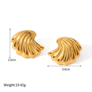 ステンレス304 低ニッケル 水に濡れても錆びにくい 18Kゴールドメッキ ピアス シェル 貝殻【YJ03515】