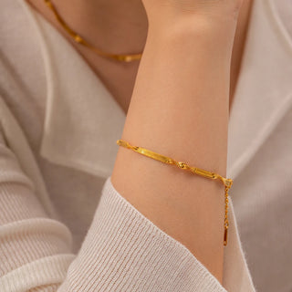 ステンレス304 低ニッケル 水に濡れても錆びにくい 18Kゴールドメッキ ブレスレット スネークチェーン ツイスト 【YJ03132】