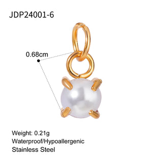 ステンレス304 低ニッケル 水に濡れても錆びにくい 18Kゴールドメッキ チャーム ジルコニア 誕生石 【YJ01953】