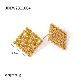ステンレス304 低ニッケル 水に濡れても錆びにくい 18Kゴールドメッキ ピアス トライアングル ハート スクエア【YJ01284】