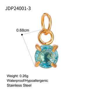 ステンレス304 低ニッケル 水に濡れても錆びにくい 18Kゴールドメッキ チャーム ジルコニア 誕生石 【YJ01953】