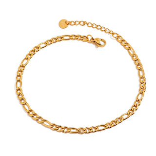 ステンレス304 低ニッケル 水に濡れても錆びにくい 18Kゴールドメッキ アンクレット チェーン 【YJ02477】