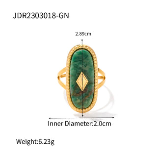 ステンレス304 低ニッケル 水に濡れても錆びにくい 18Kゴールドメッキ リング シェル オーバル 【YJ02848】