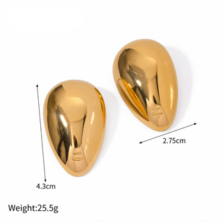ステンレス304 ニッケルフリー 水に濡れても錆びにくい 18Kゴールドメッキ チャンキー ピアス ティアドロップ【YJ00601】